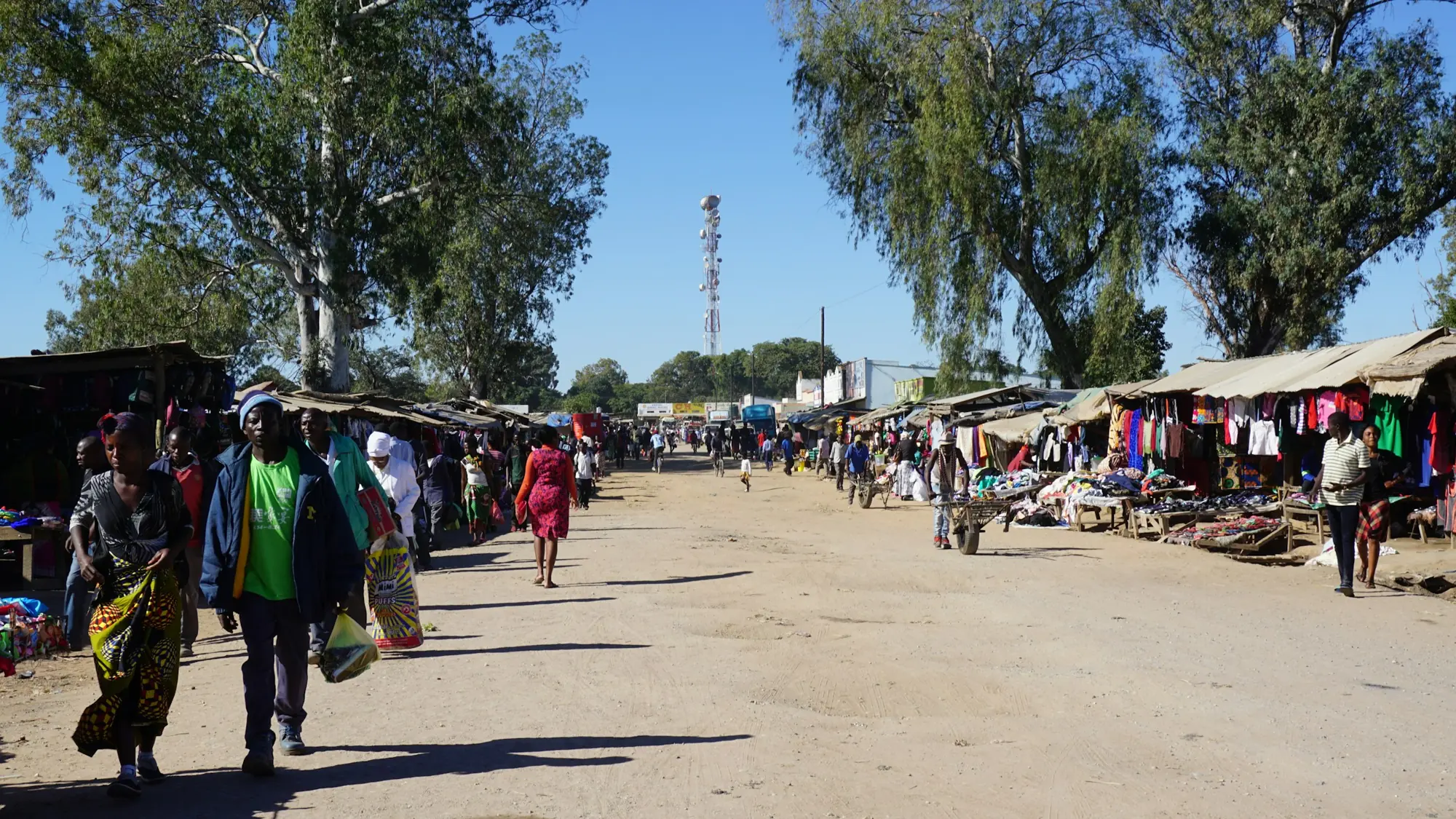 Community road and market in Zambia